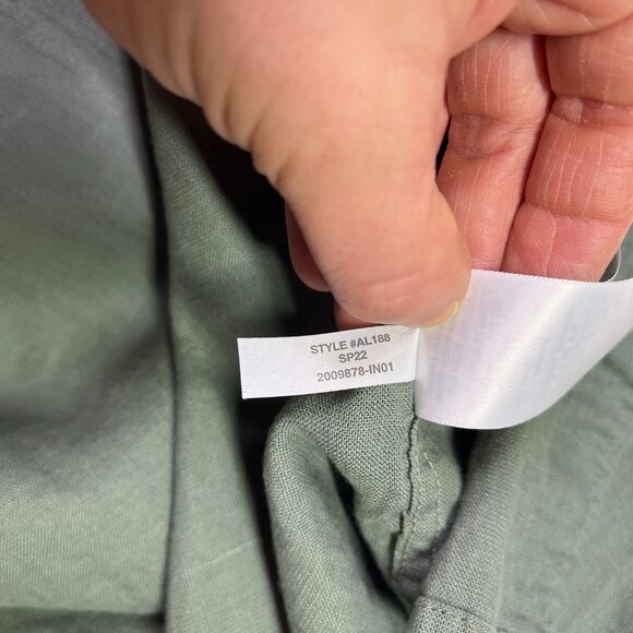 J. Crew Factory Size M Slim Fit Short-Sleeve Linen-Blend Shirt Green AL188 - Picture 6 of 7